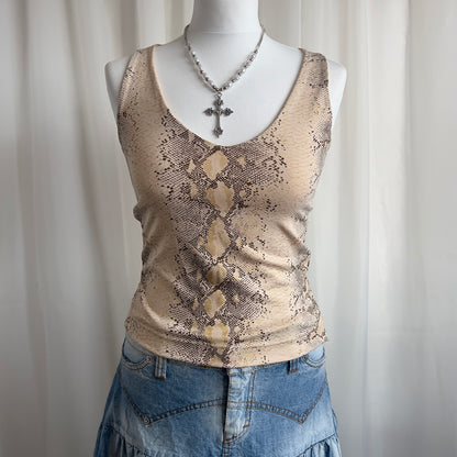 00s Snake Print Crop Top - Size M