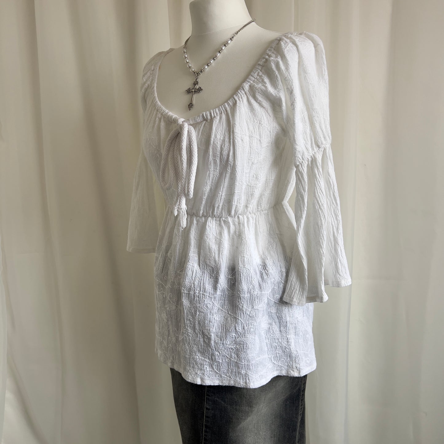 90s Off The Shoulder Milkmaid Top - Size M