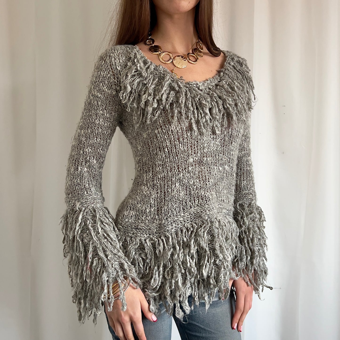 90s Tassel Knit Jumper - Size M