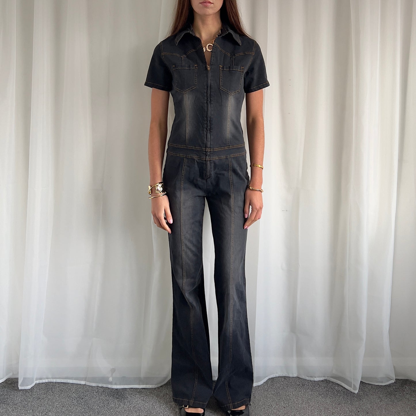 90s Denim Jumpsuit - Size M