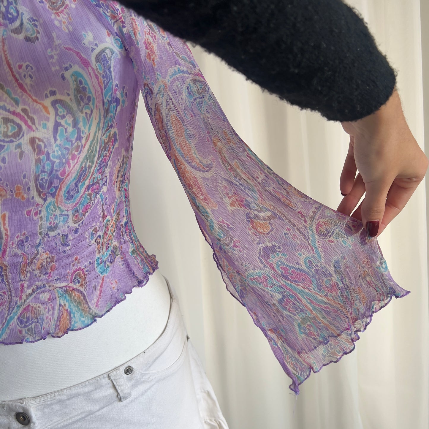 90s Paisley Milkmaid Top - Size XS