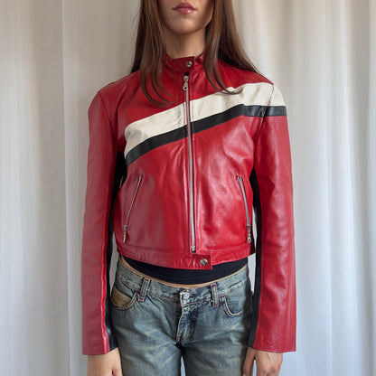 90s Genuine Leather Moto Zip Jacket - Size L