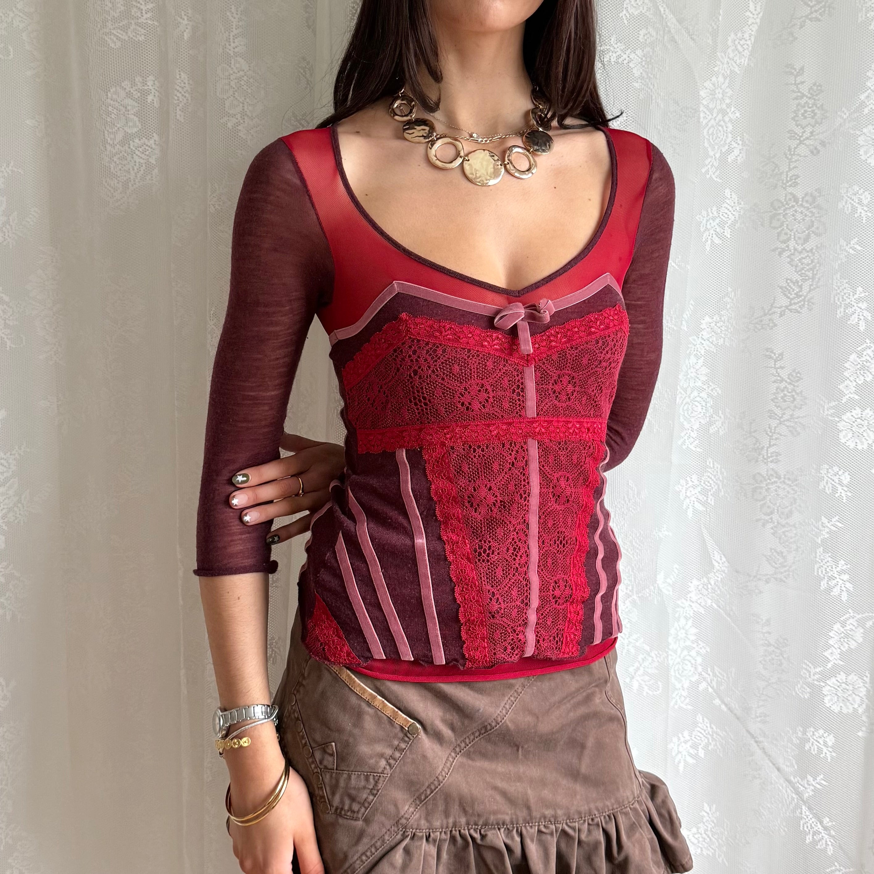 Knit Lace Crop Top - Size S