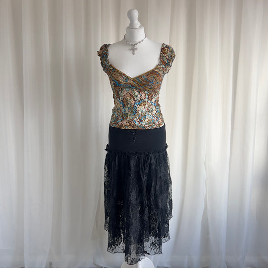 00s Lace Midi Skirt - Size XS