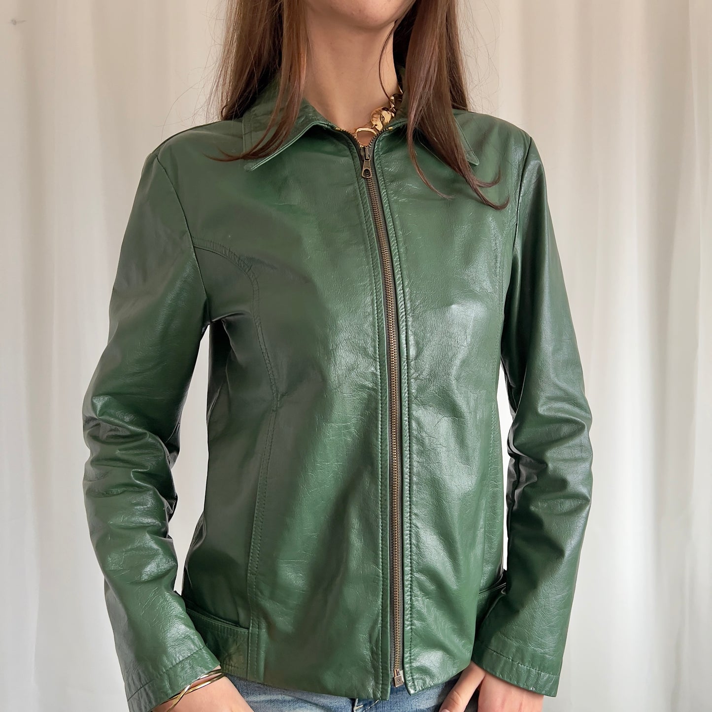 00s Leather Zip Jacket - Size M