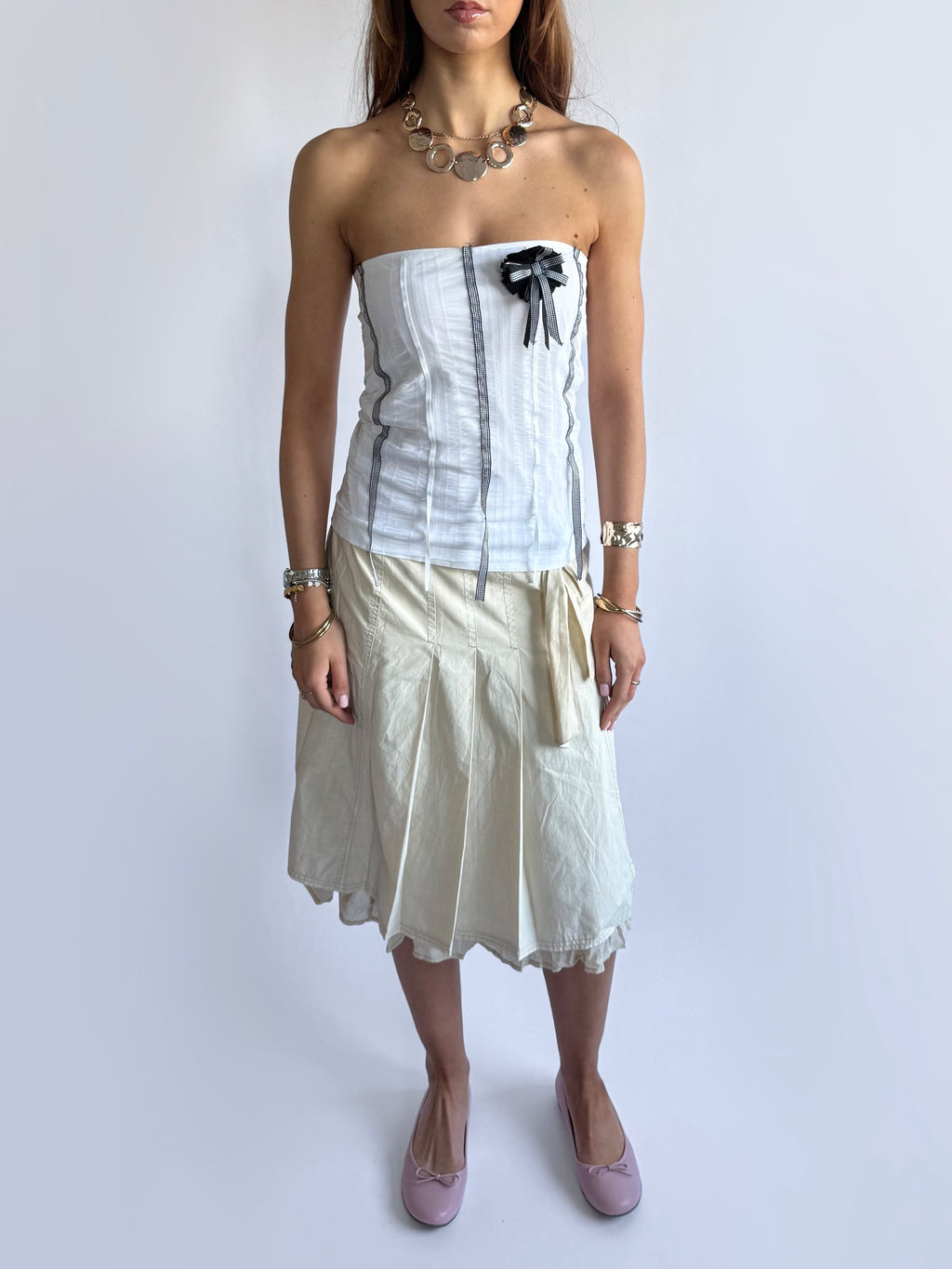 Strapless Gingham Top - Size L