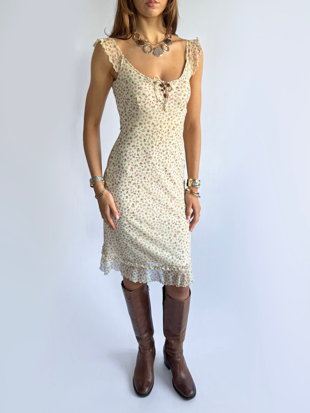 Milkmaid Floral Midi Dress - Size S