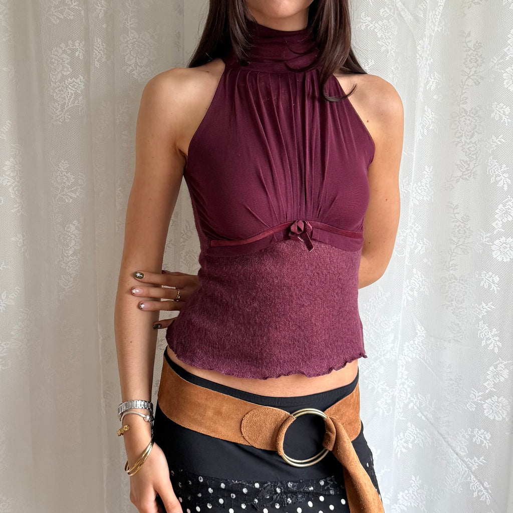 Knit Mesh Crop Top - Size S