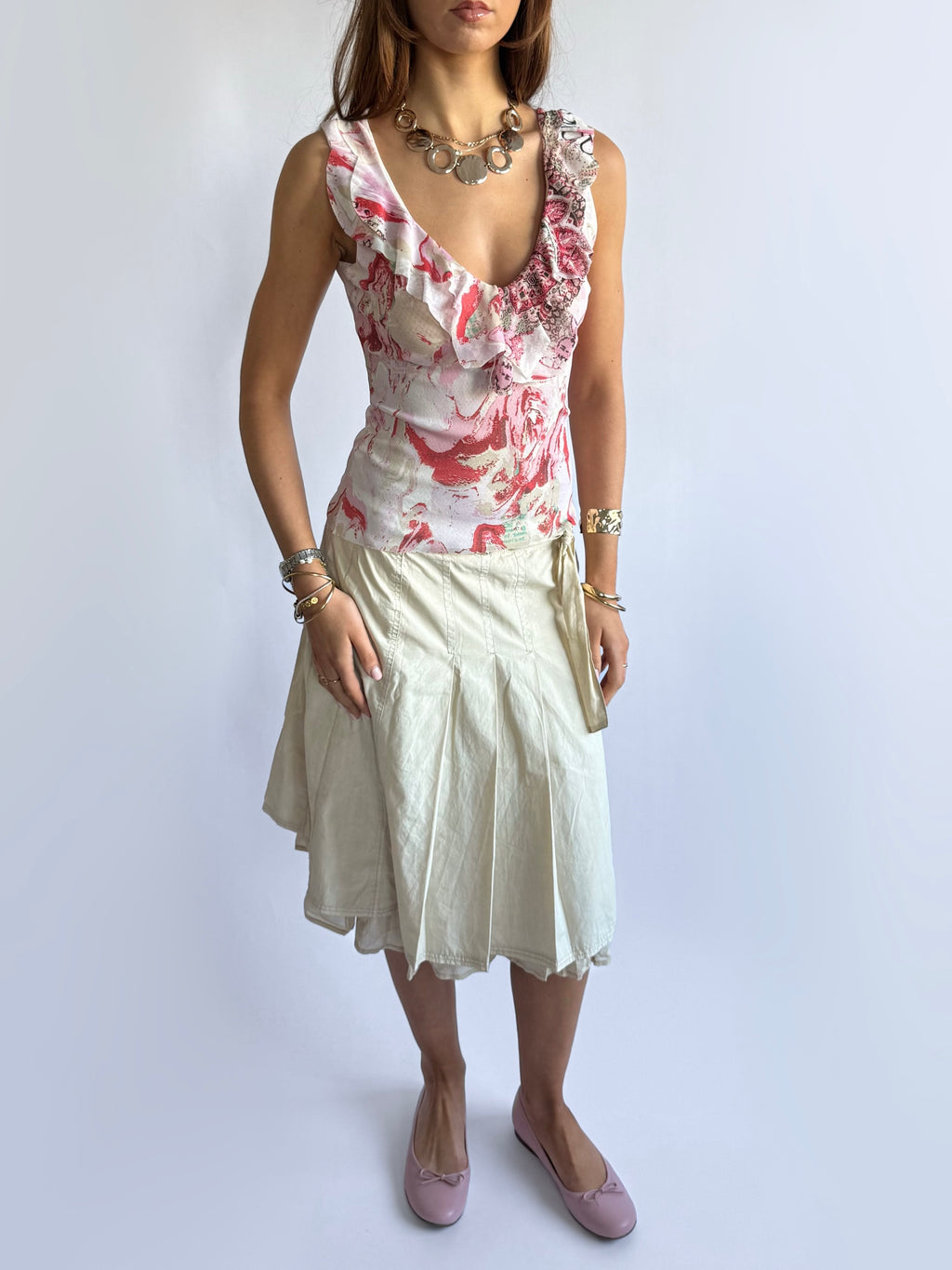 Mesh Ruffle Top - Size L