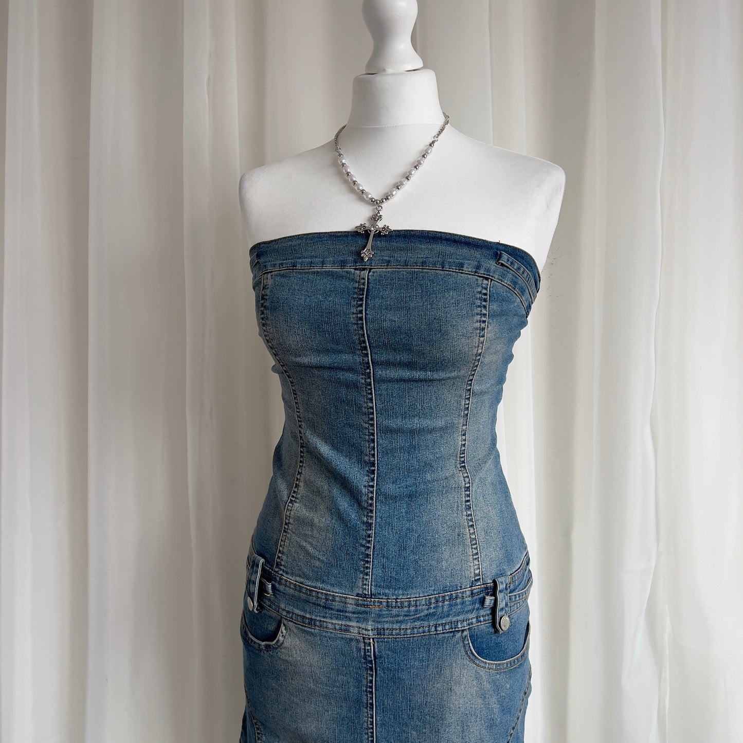 90s Denim Mini Dress - Size XS