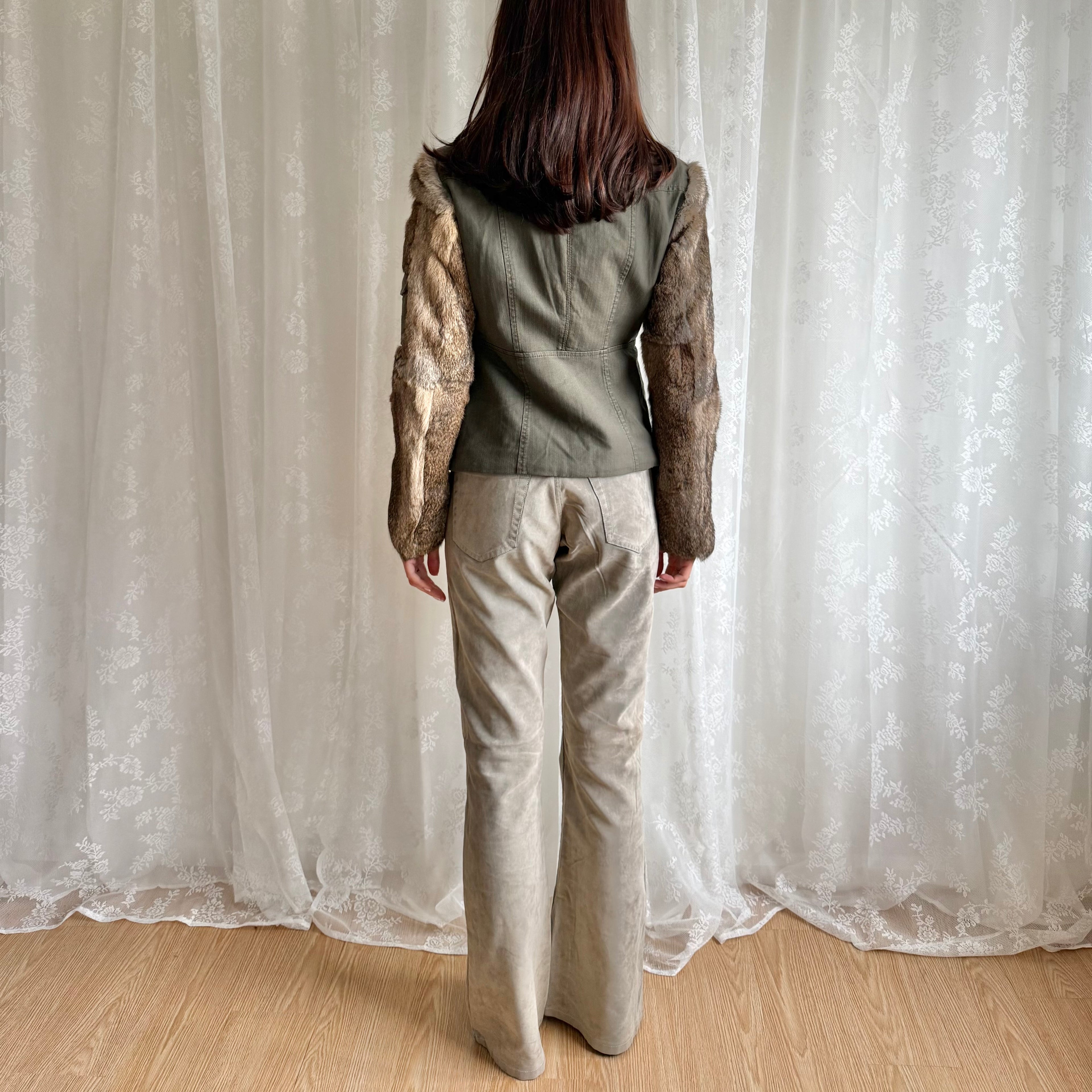 Faux Suede Flared Jeans - Size M