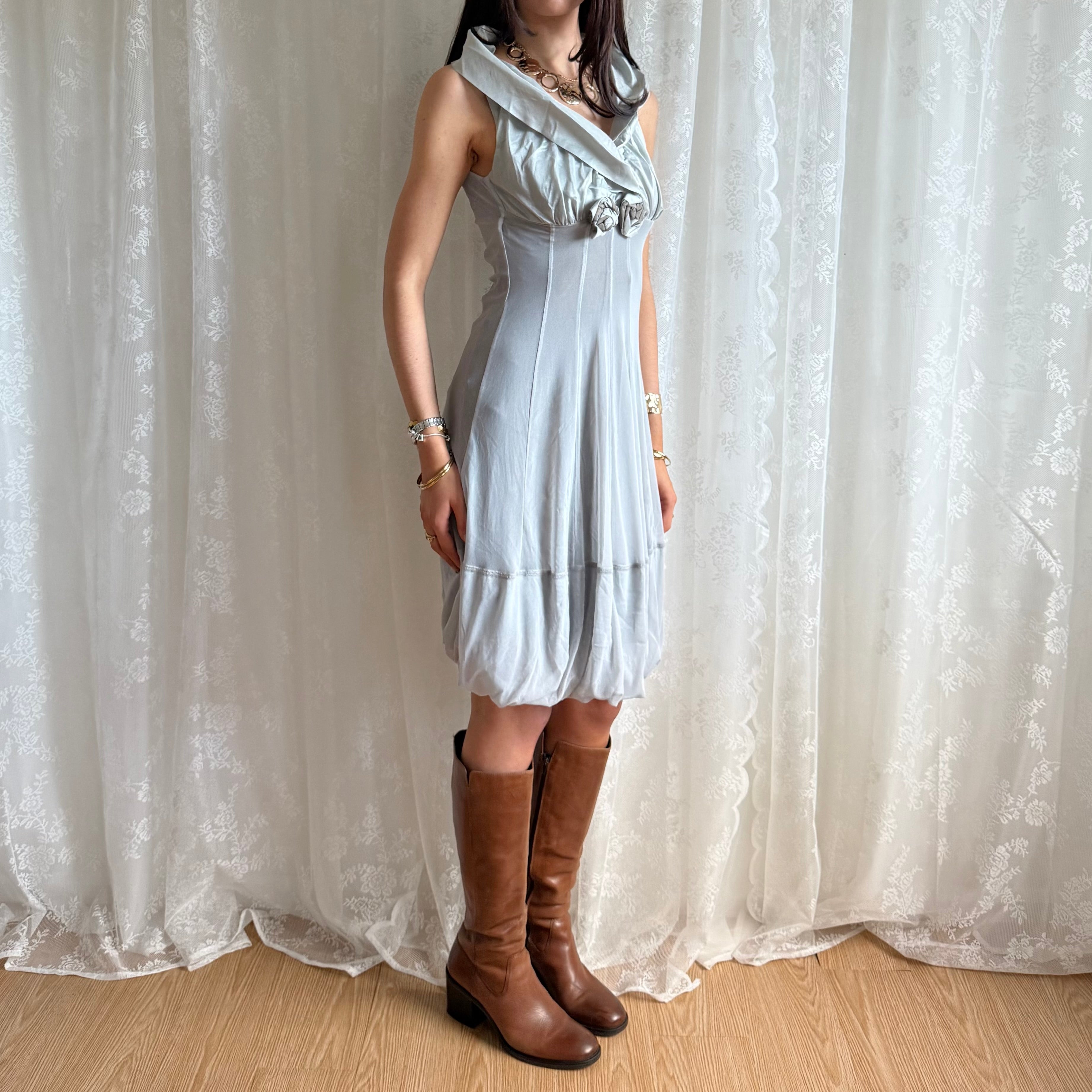 Ruffle Mesh Mini Dress - Size S