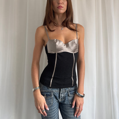 90s Satin & Knit Cami Top - Size S