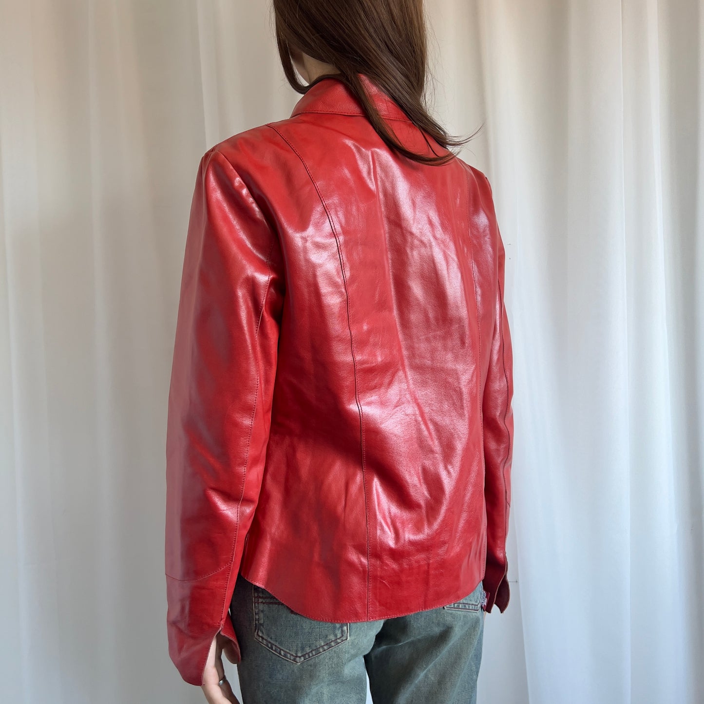 90s Genuine Leather Zip Jacket - Size L