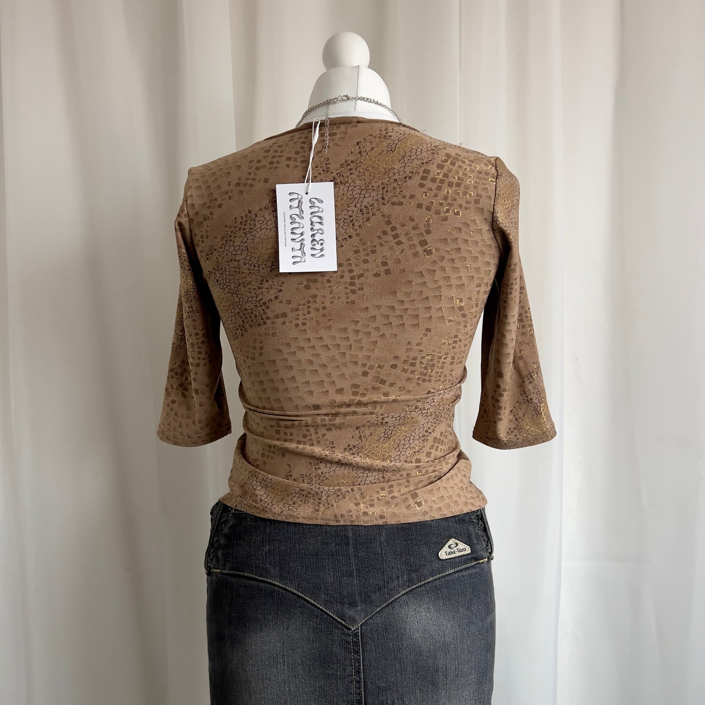 00s Snake Print Crop Top - Size XS