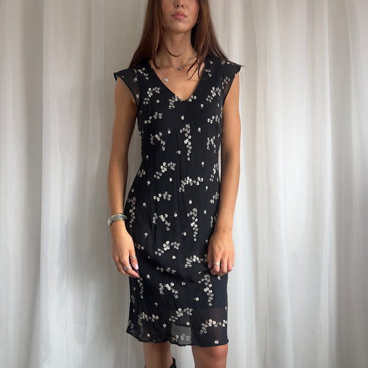 90s Floral Midi Dress - Size M