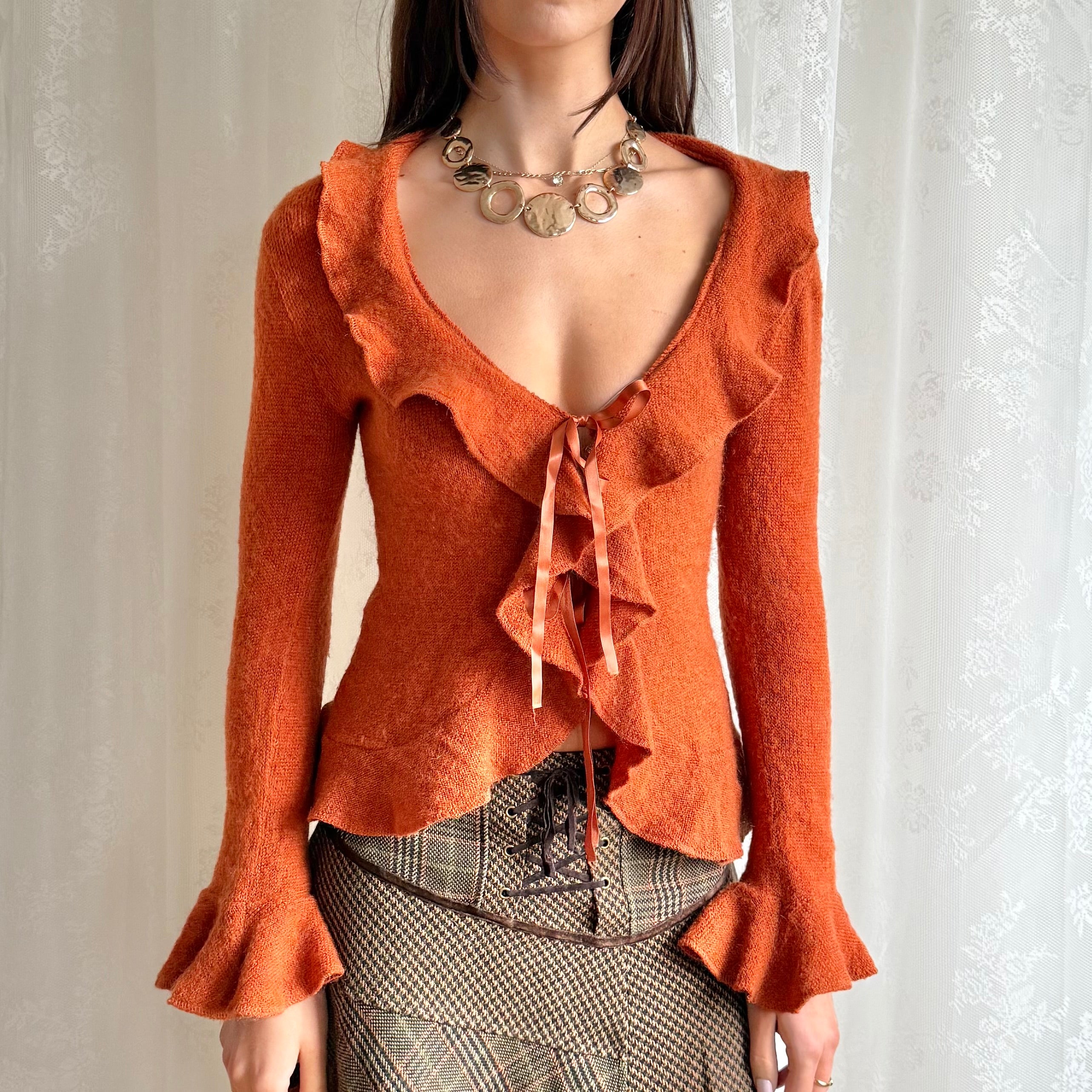 Angora Knit Tie Cardigan - Size M