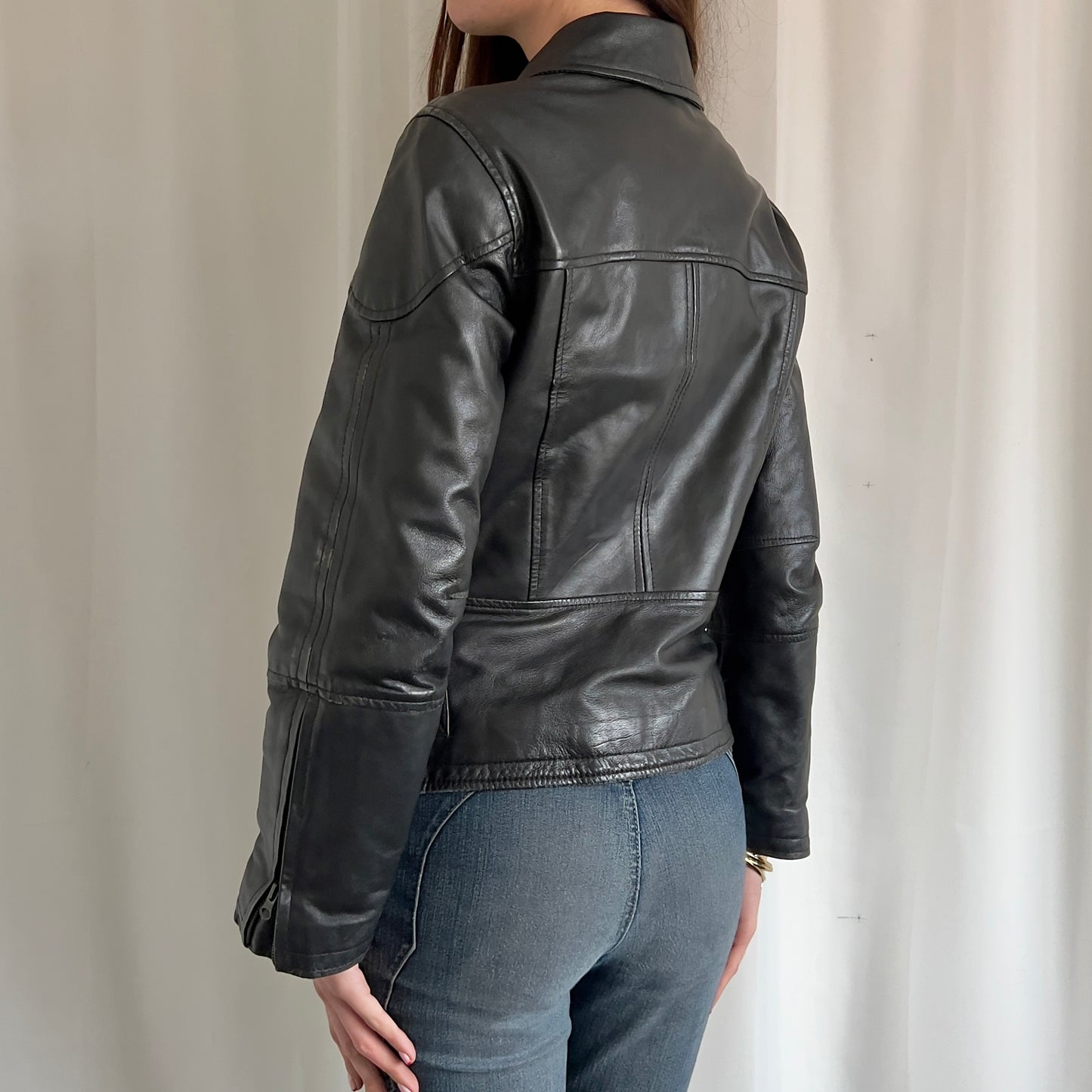 00s Genuine Leather Zip Jacket - Size M