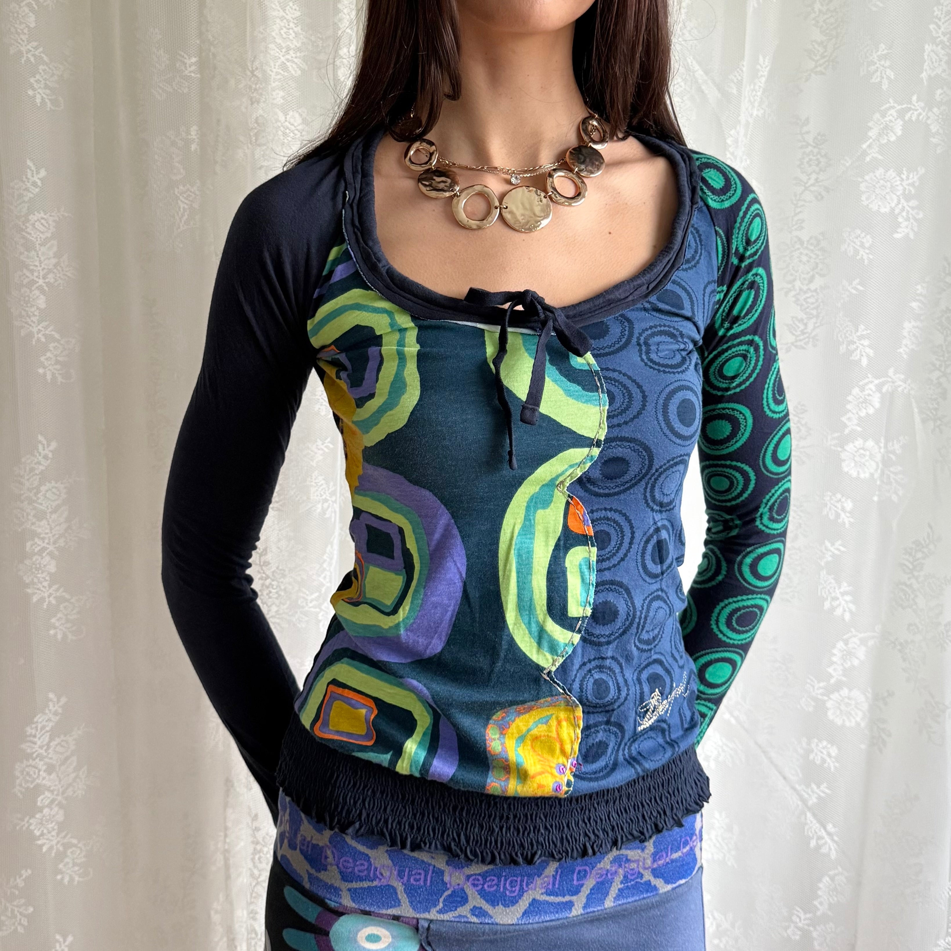 Desigual Graphic Long Sleeve Top - Size S