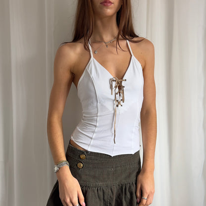 00s Lace Up Halter Top - Size M