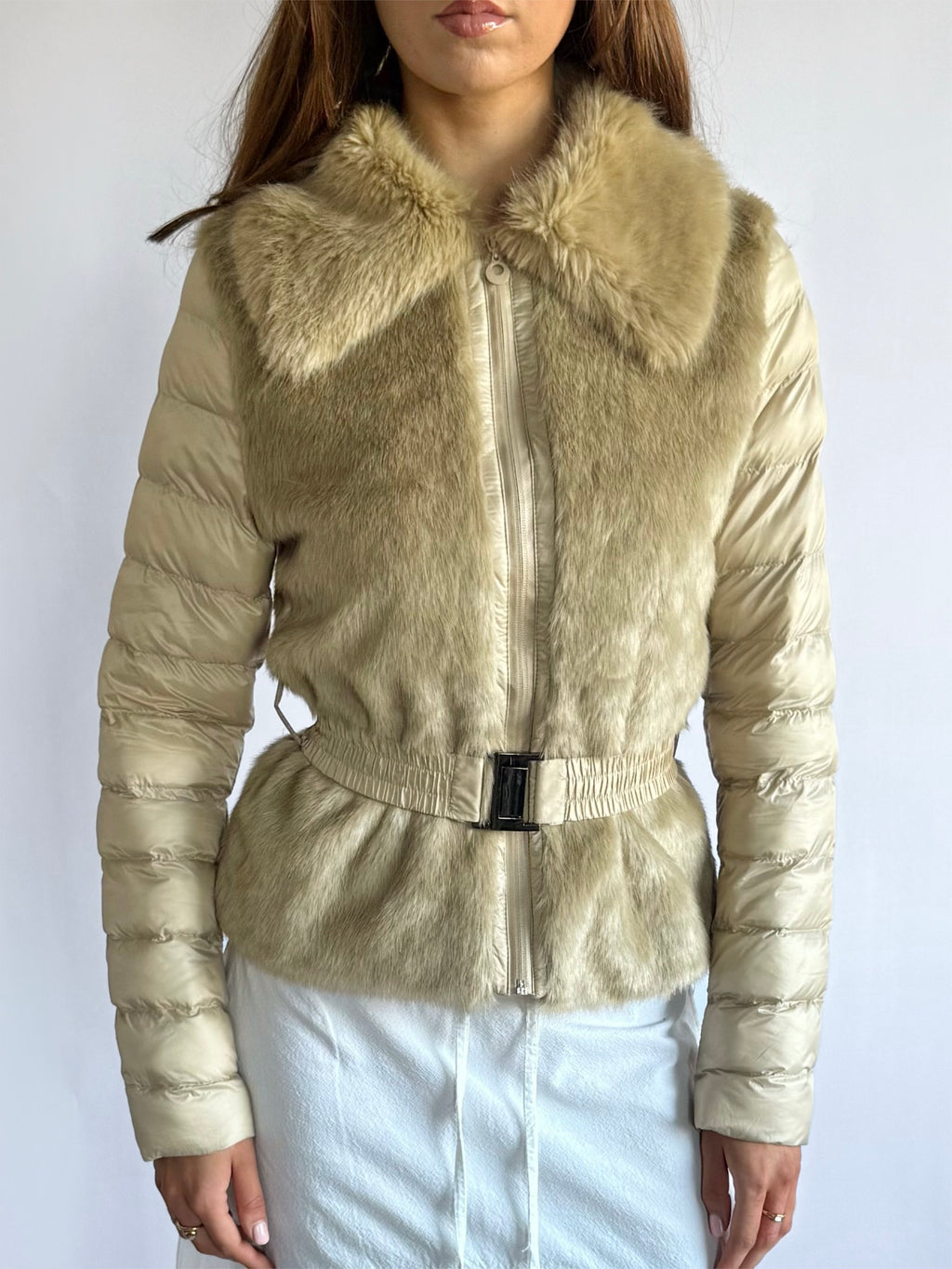 Faux Fur Puffer Coat - Size S