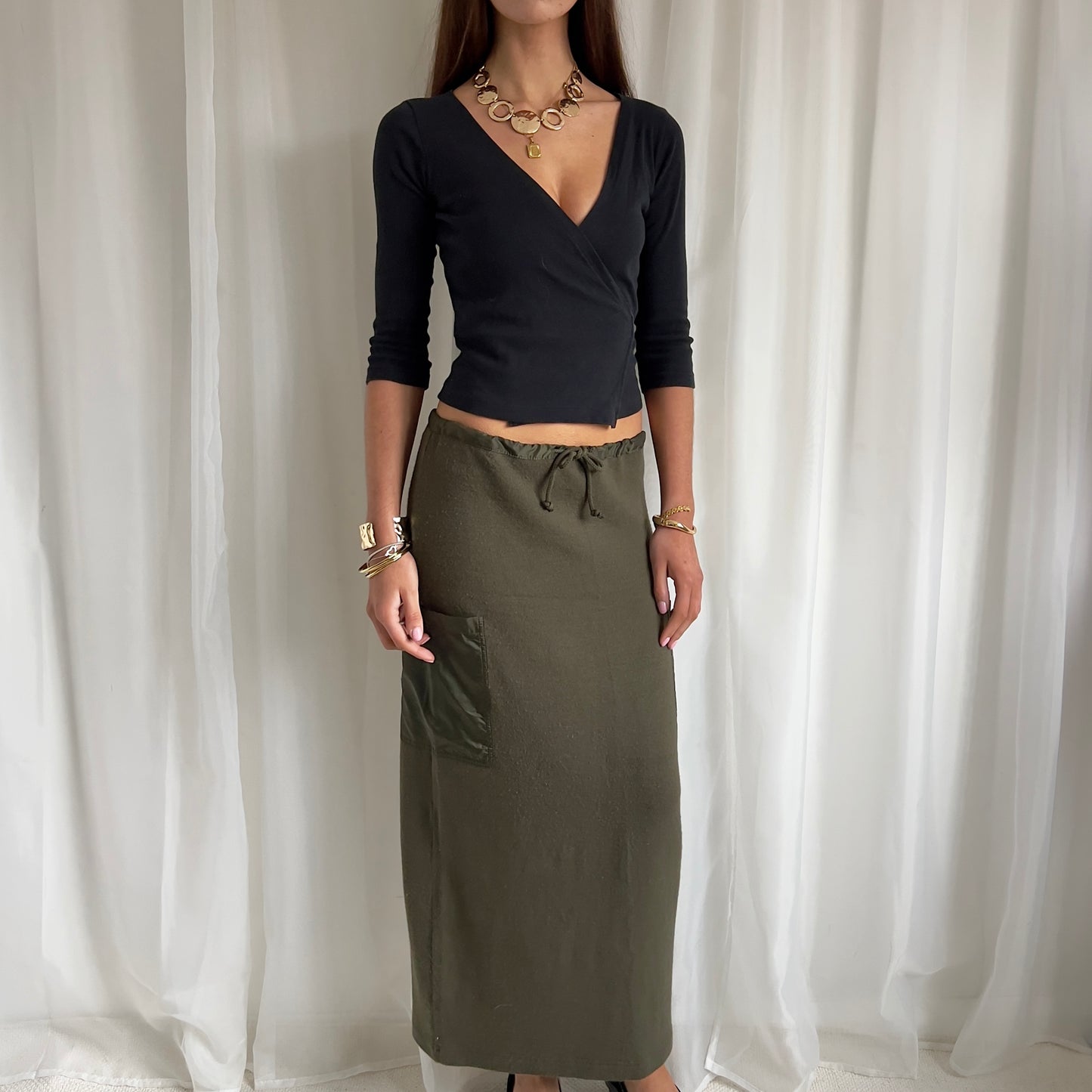 90s Knit Maxi Skirt - Size S