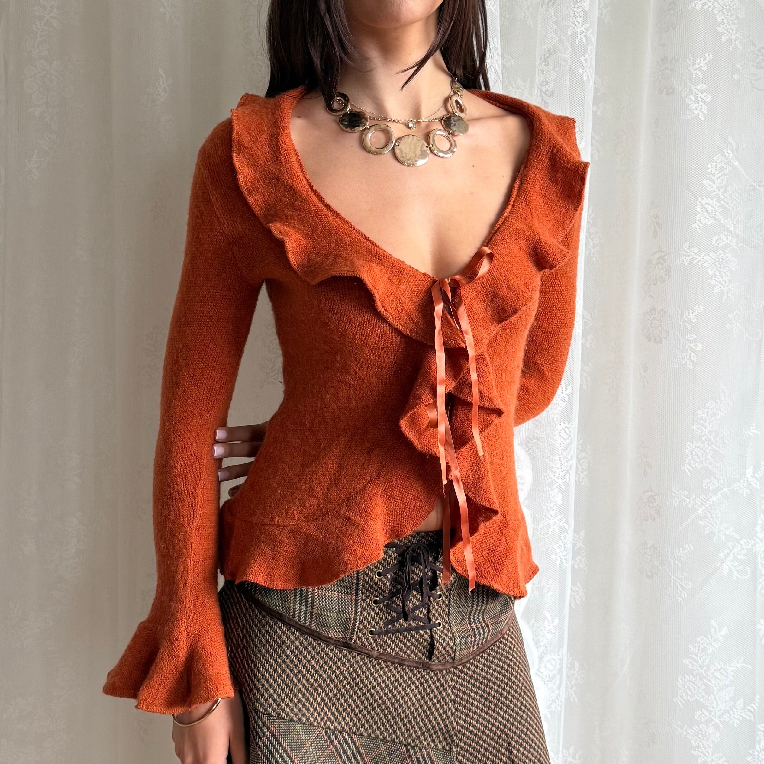 Angora Knit Tie Cardigan - Size M