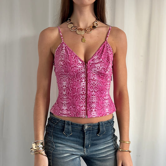 90s Snake Print Zip Cami Top - Size M