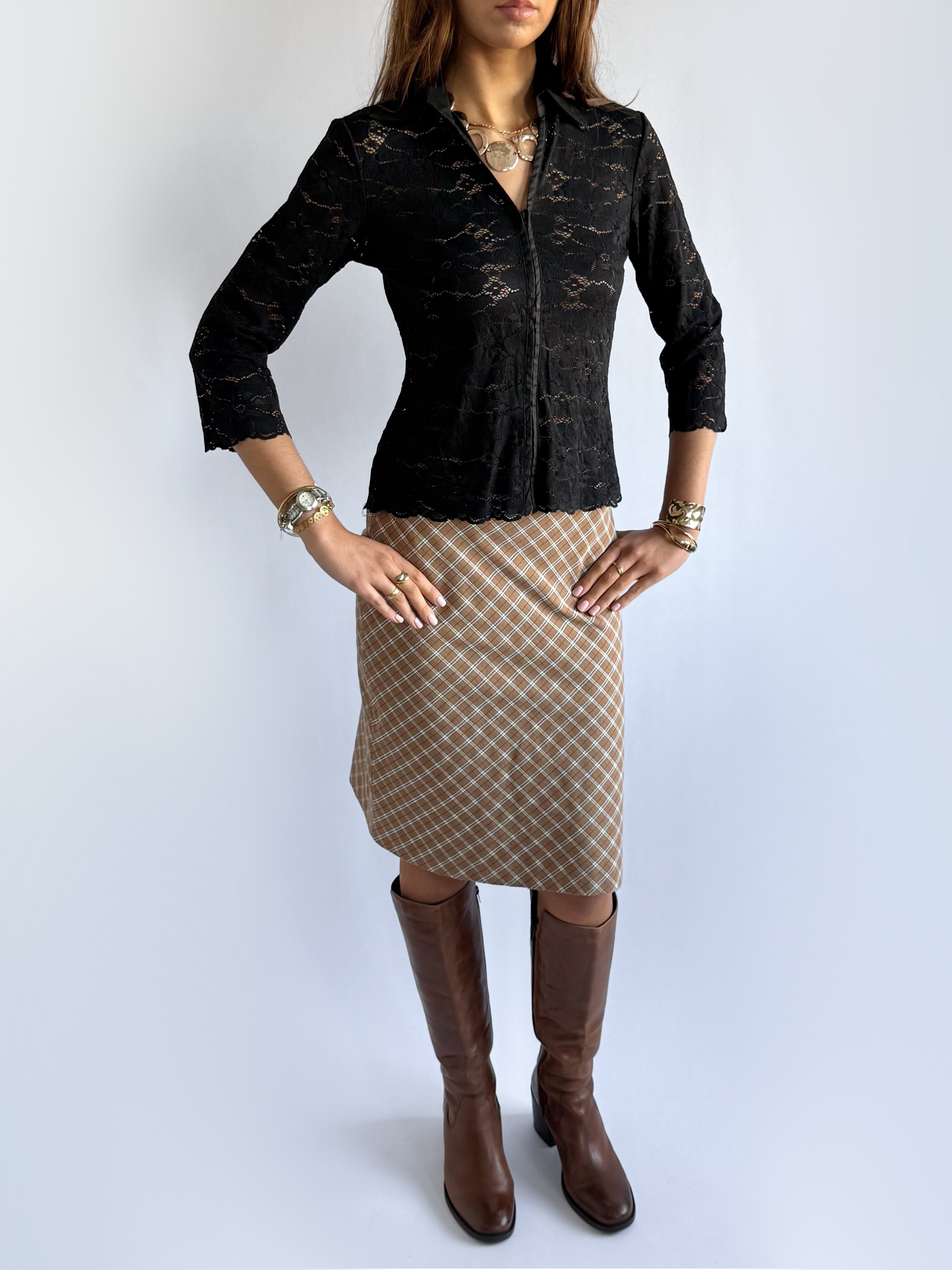 Lace Zip Shirt - Size S