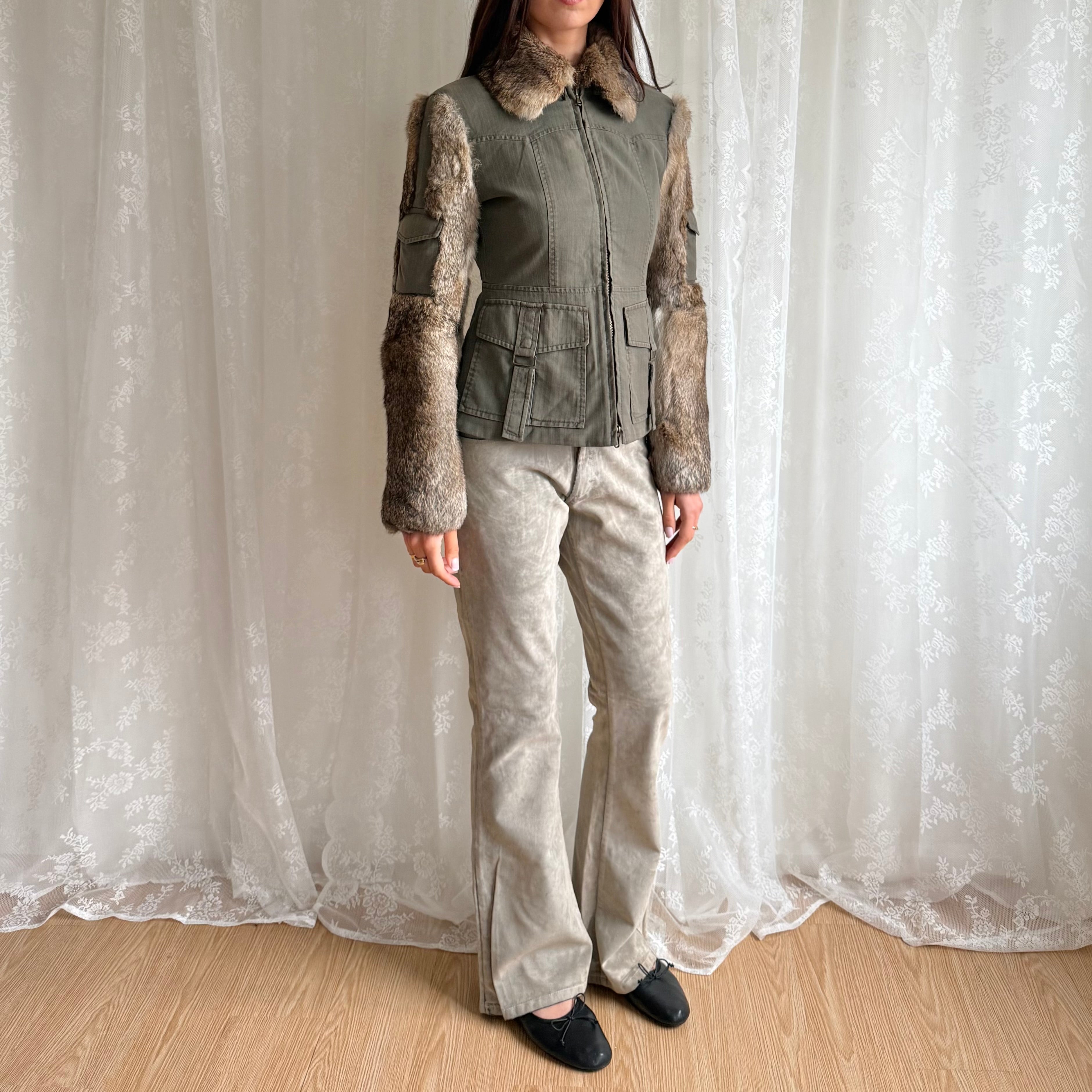 Faux Suede Flared Jeans - Size M