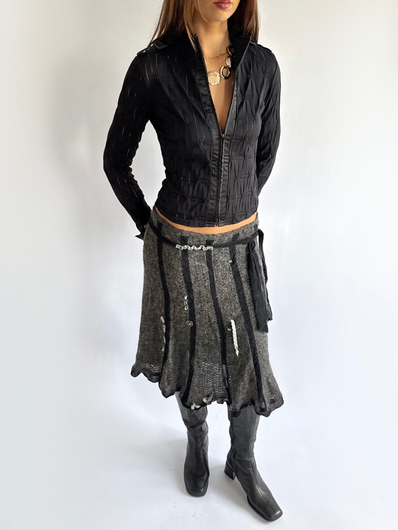 Sheer Zip Shirt - Size S