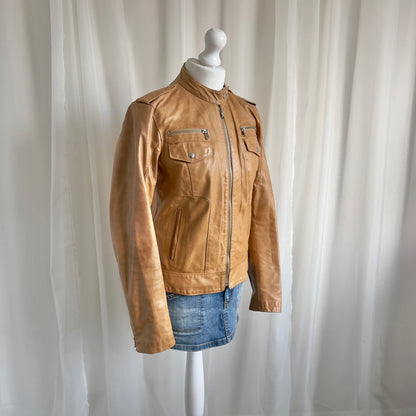 00s Genuine Leather Zip Jacket - Size L