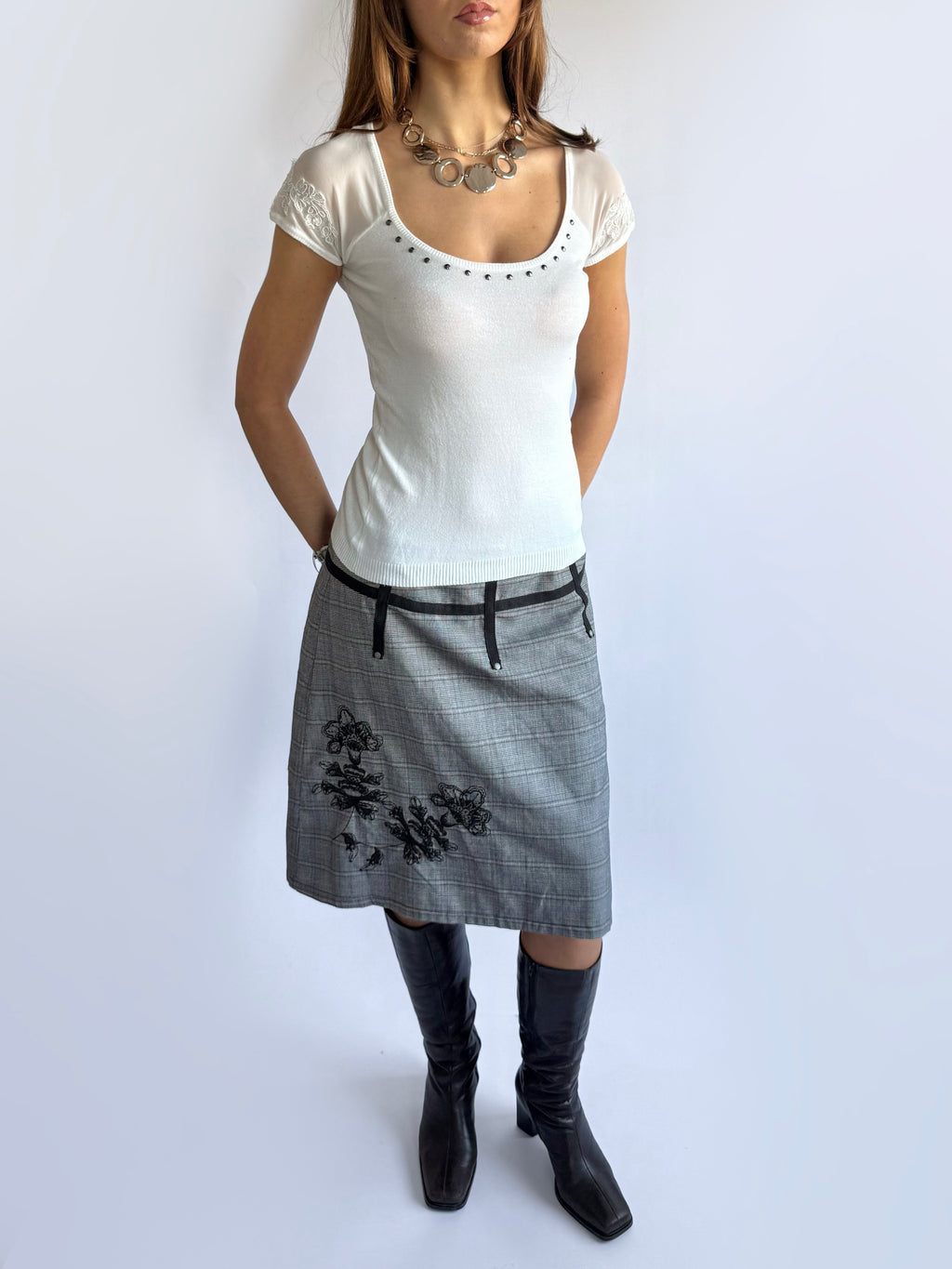 Guess Mesh Studded Crop Top - Size S