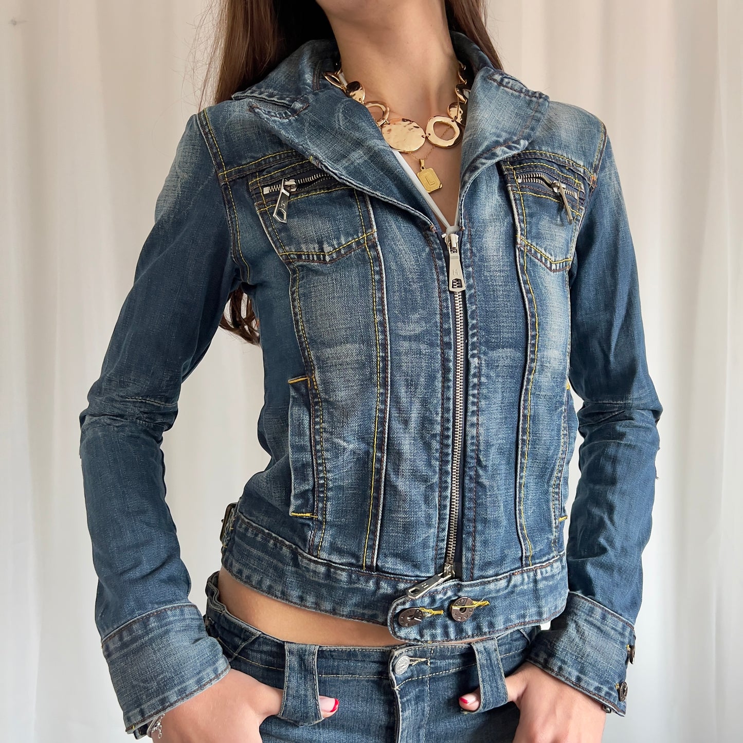 00s Denim Zip Up Jacket - Size S