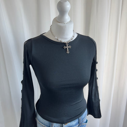 90s Cut Out Flared Sleeve Top - Size XS