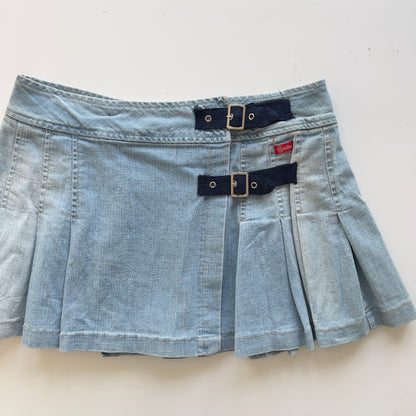 00s Pleated Denim Micro Mini Skirt - Size M