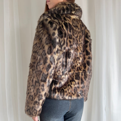 00s Leopard Faux Fur Jacket - Size L