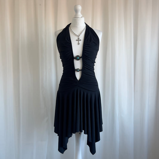 90s Asymmetric Backless Mini Dress - Size M