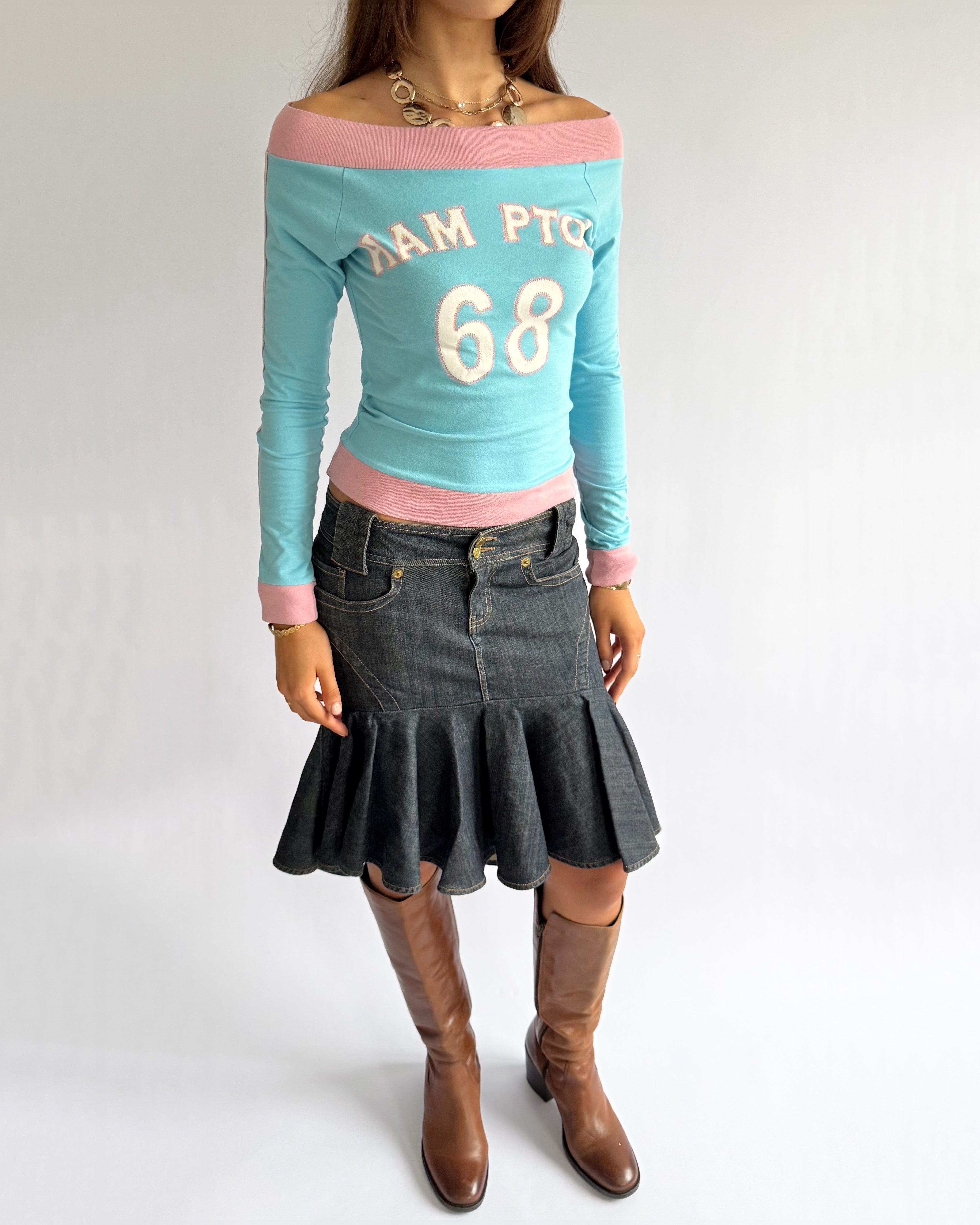 Denim Fishtail Midi Skirt - Size S