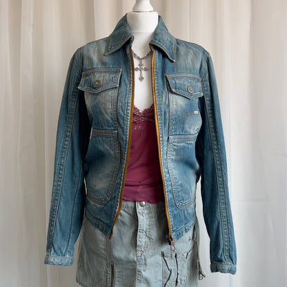 00s Denim Zip Up Jacket - Size XS