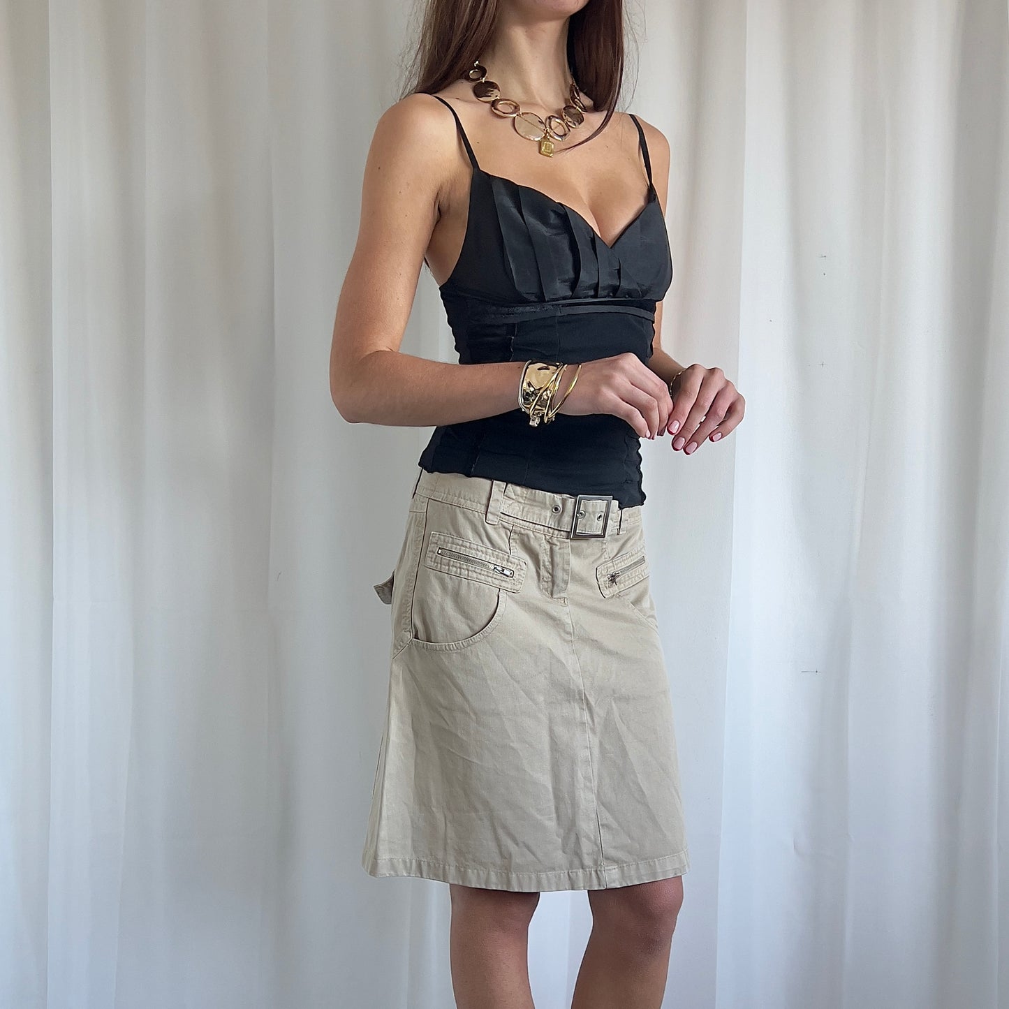 90s Buckle Midi Skirt - Size S