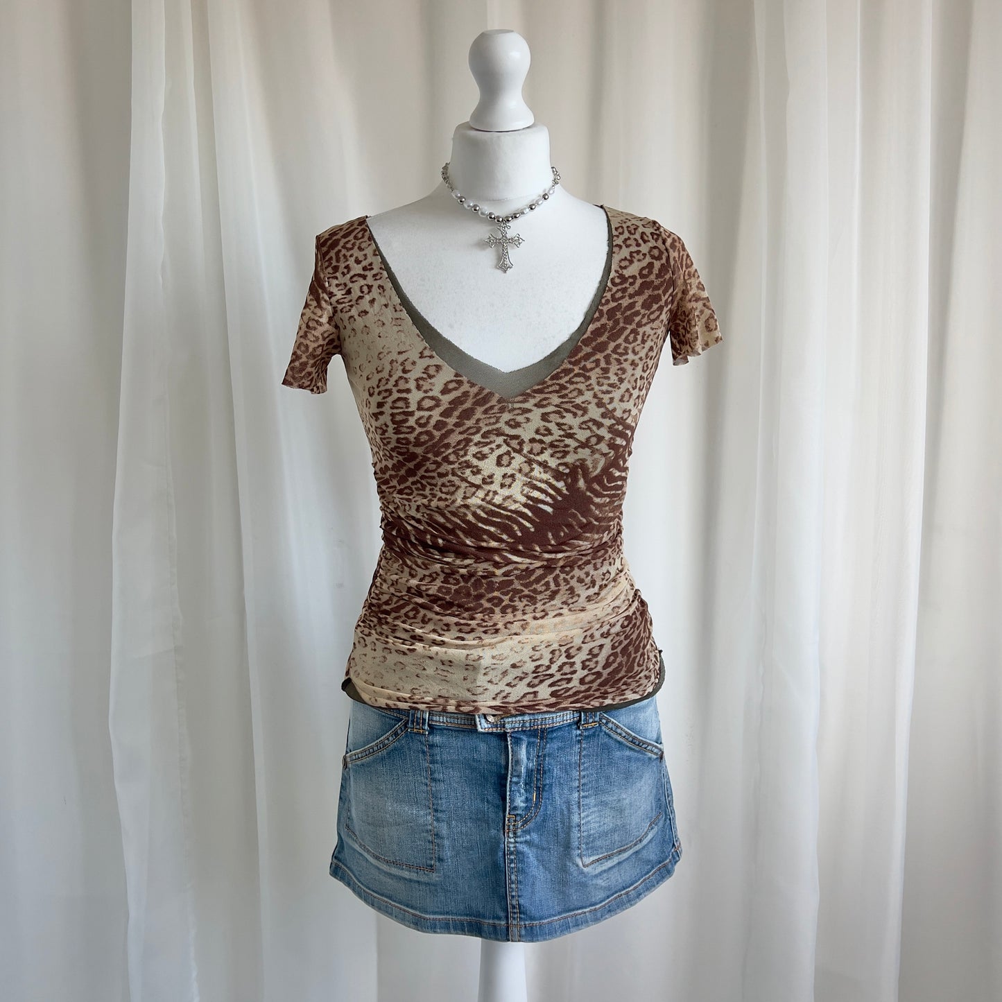 00s Leopard Ruched Top - Size S