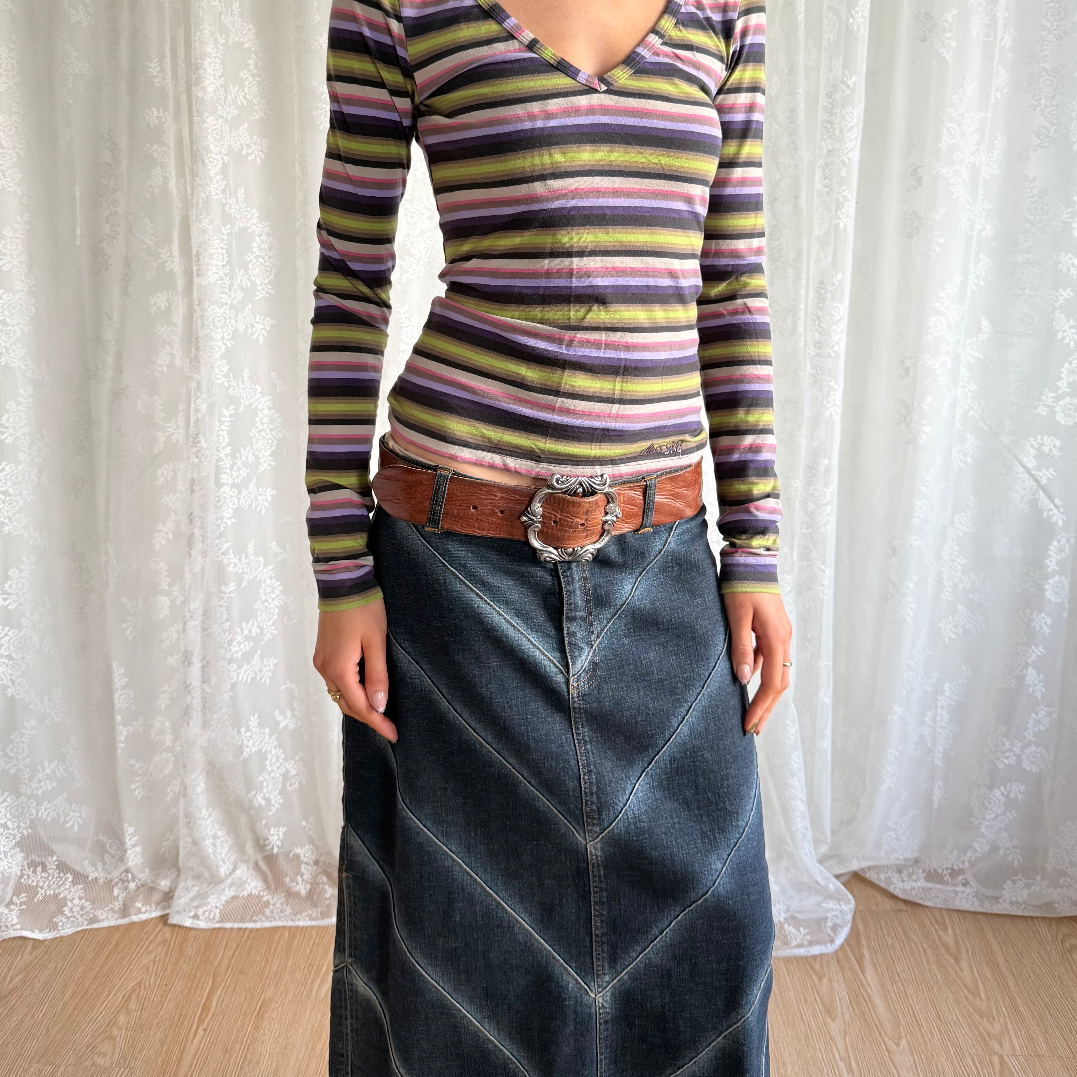 Denim Midi Skirt - Size L