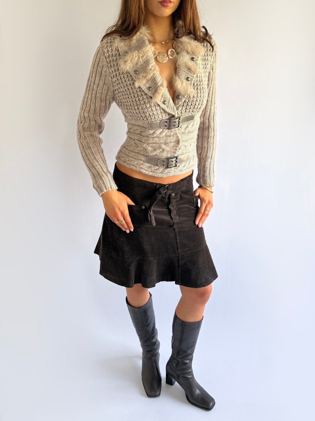 Wool Buckle Cardigan - Size M