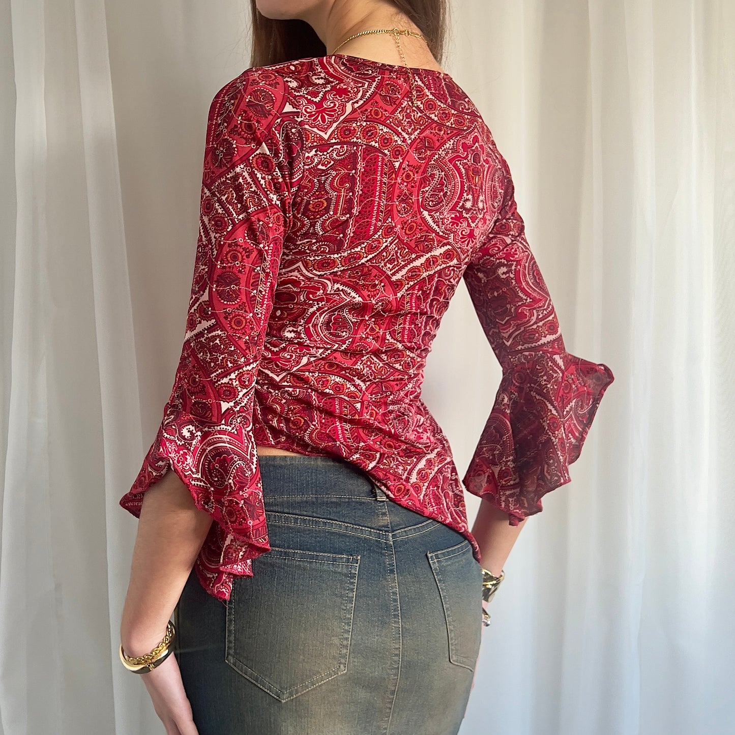 90s Paisley Asymmetric Top - Size S