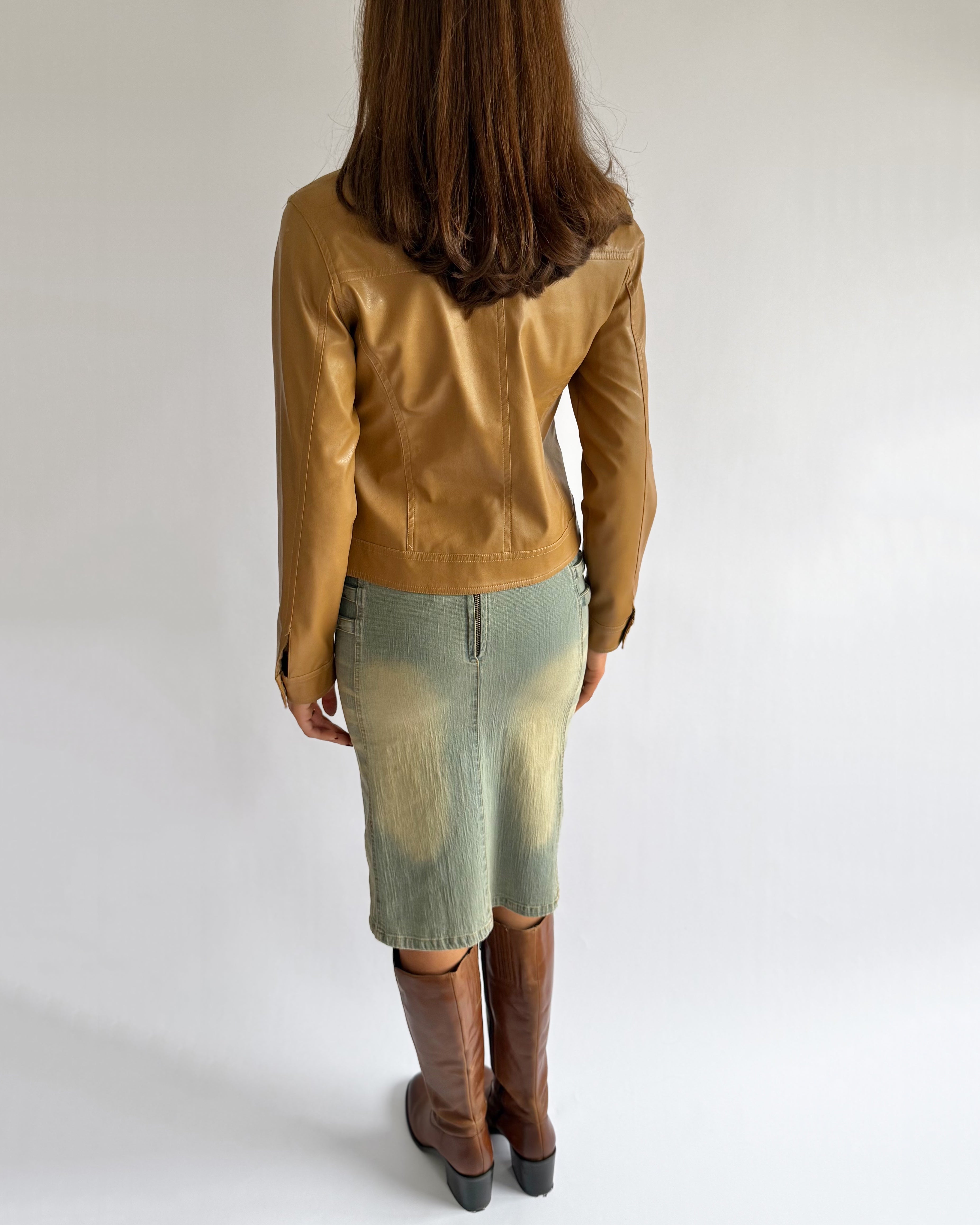 Faux Leather Double Zip Jacket - Size L