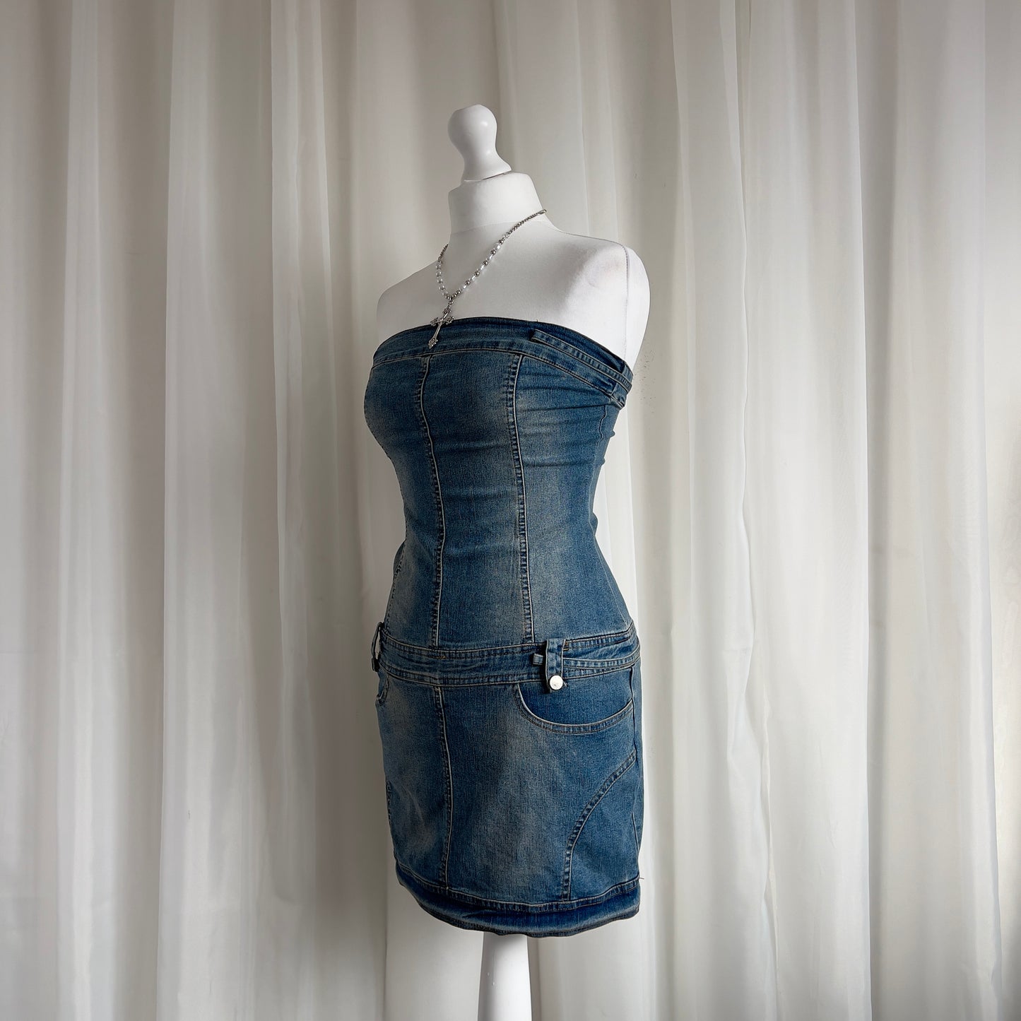 90s Denim Mini Dress - Size XS