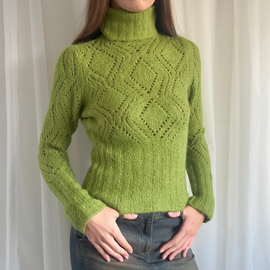 90s Roll Neck Mohair Knit Jumper - Size S