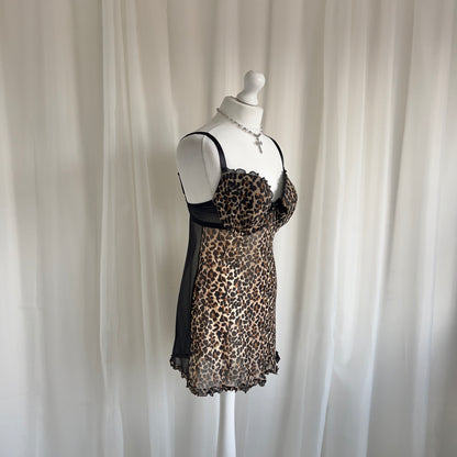 90s Leopard Mesh Babydoll Cami - Size L