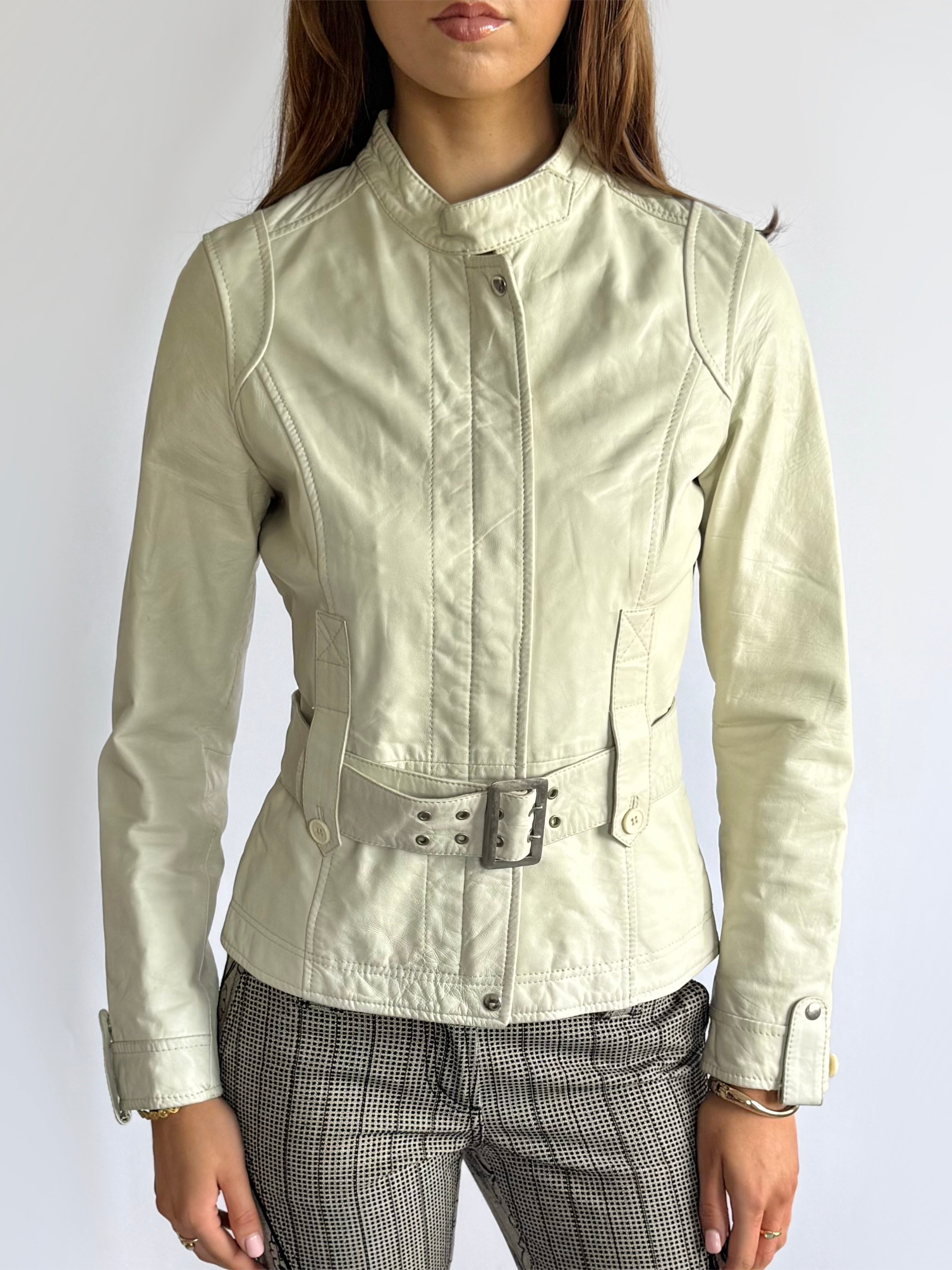 Genuine Leather Zip Jacket - Size M